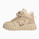 Туфли, спортивная зимняя флисовая высокая повседневная обувь для отдыха на платформе, удерживающие тепло короткие сапоги