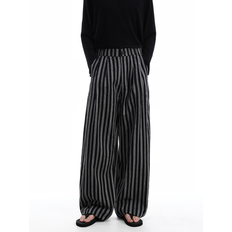 [Chengcheng's Family] Autumn Versatile Casual Chenille Loose Long Pants Lantern Pants Striped Men's 24-Hour Shipping