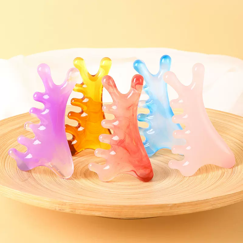 少女粉四合一按摩梳头皮经络梳子头疗梳面部脸部经络梳刮痧按摩器