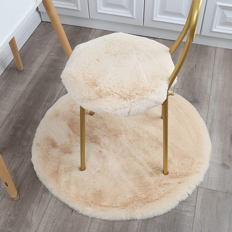 Rug Bedroom Carpet: Other Car Carpet - beige-imitation-rabbit-fur-40cm-diameter-round