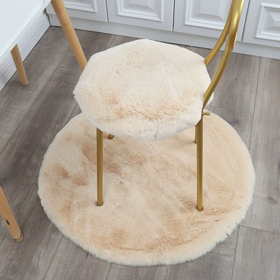 Fur Bedroom Carpet, Makeup Chair: Car Carpet - beige-imitation-rabbit-fur-40cm-diameter-round