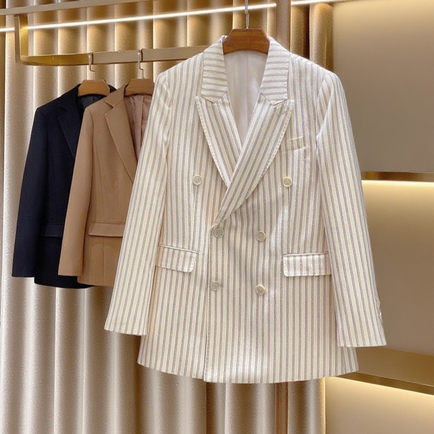 巴家2025秋季新款条纹西装外套 BUR深圳南油高端休闲春秋西服上衣
