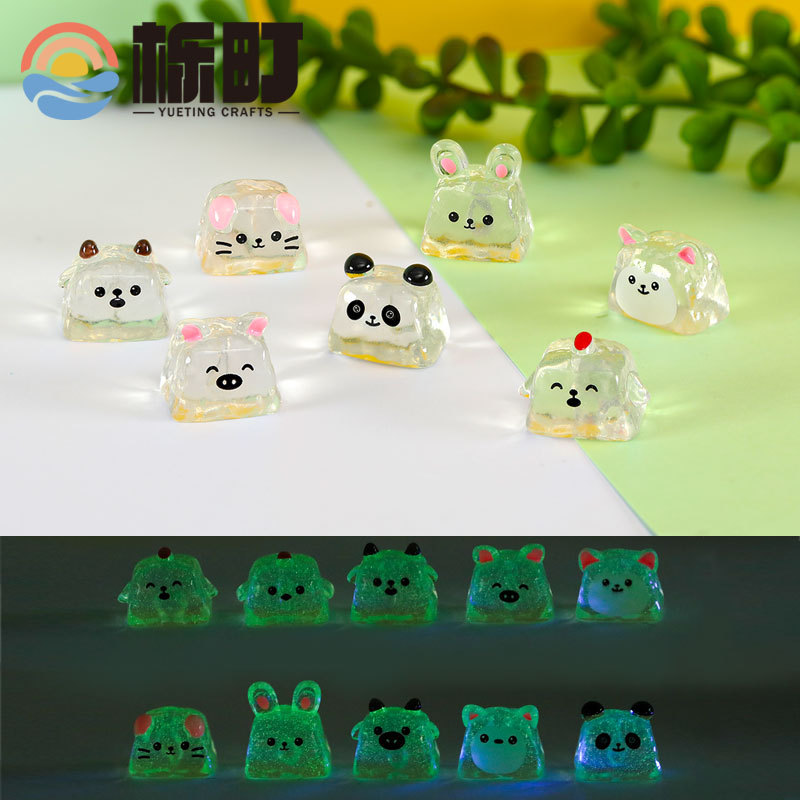 微景观创意可爱卡通冰块动物立体发夜光装饰品配件桌面微缩小摆件