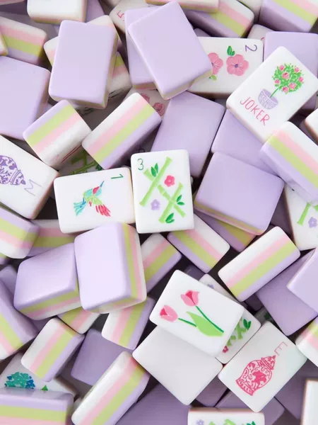 (In-Stock Direct Shipping) American-Style Acrylic Mahjong Tiles, Size 32, Purple, for Home Use, Hand-Crafted Mahjong