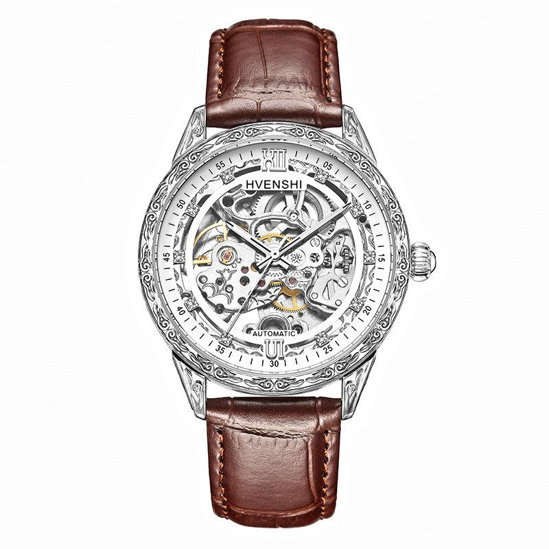 Popular Carved New Genuine Leather Luminous Mechanical Men's Automatic Mechanical Watch Business Watch Fashion Advanced Sense Watch