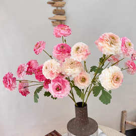 新款6头锦鲤牡丹仿真花渐变色龙鲤菊家居橱窗摆件花艺婚庆路引