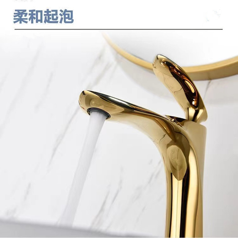 チタン金楓葉冷熱内蔵洗面器蛇口金色混水単孔台上洗面器蛇口メーカー|undefined