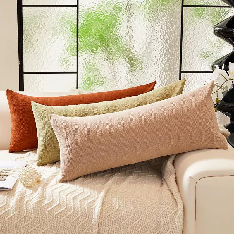 Диванная подушка, длинная спинка, подушка для гостиной, прямоугольная наволочка с наполнителем, кремовый стиль, спальная подушка из шенилла