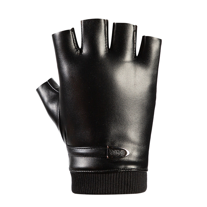 Medio dedo pu guantes de cuero nuevos hombres y mujeres moda caliente frío medio dedo guantes al aire libre equitación deportes guantes de cuero