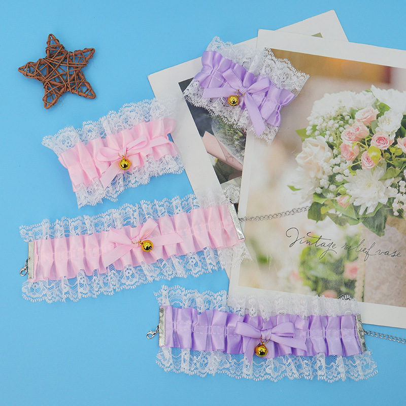 Lolita al por mayor encaje correa de cabello conjunto de clipes de cabello brazalete decoración de Halloween carnaval navidad conjunto de adornos de cabello