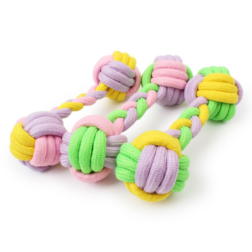 Pet Supplies Factory Pet Dog Toys Candy Color Cotton Rope Chewing Grinding Supplies Now Shipment