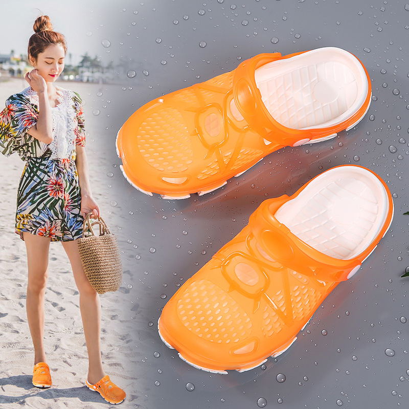 Nuevo estilo coreano zapatos de playa verano las mujeres zapatillas de punta cerrada desgaste exterior fondo grueso aumento casual moda deportes sandalias para las mujeres