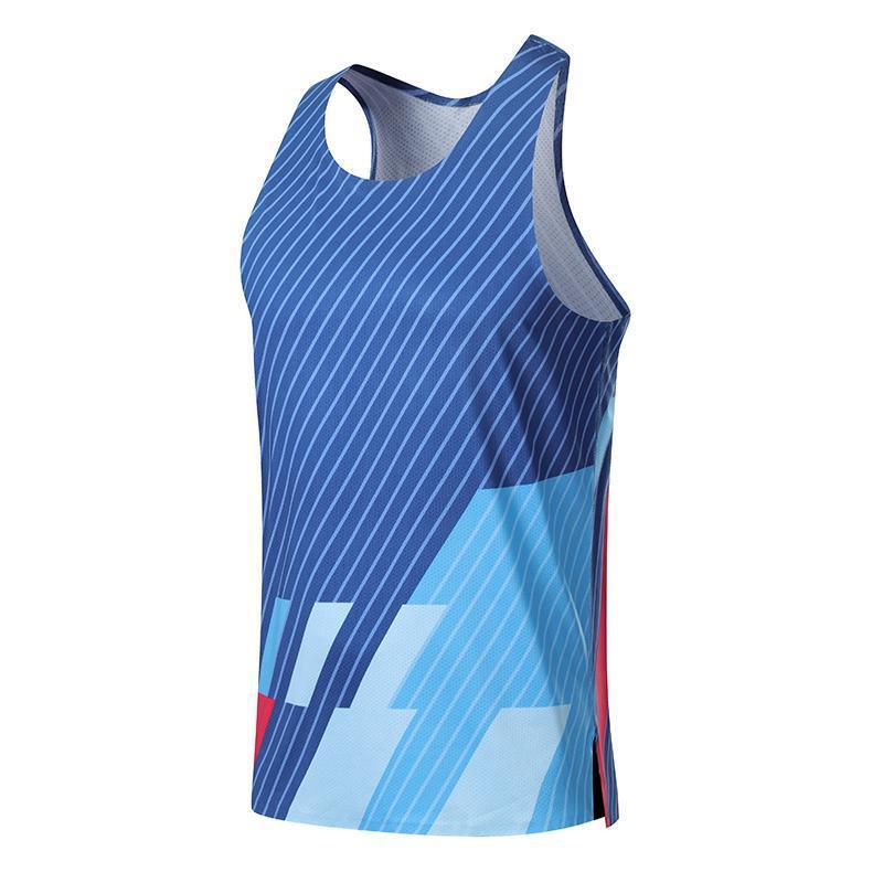 Ultra-thin Ultra-light Traceless Marathon Striped Running Vest Men's Summer Breathable High-elasticity Quick-drying Sports Track and Field Suit