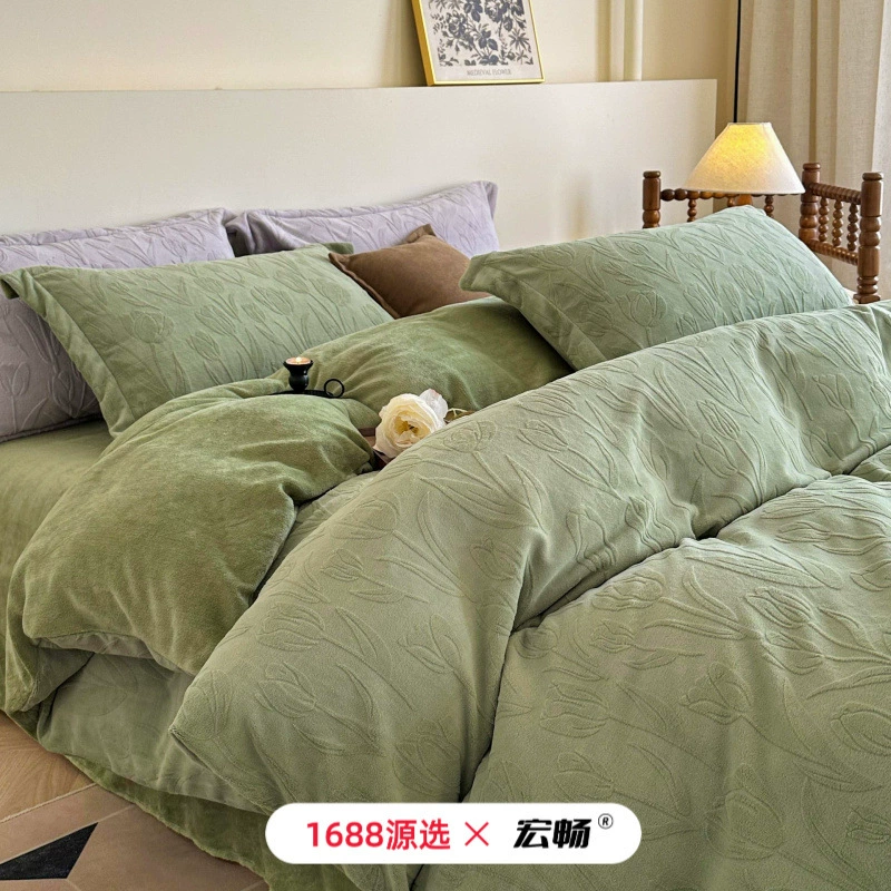 Набор из четырех частей молочного бархата класса А утолщенный, высокий вес, вес, вес, вес, вес, 5D резной бархат, простыни, постельное белье, комплект для зимнего тепла