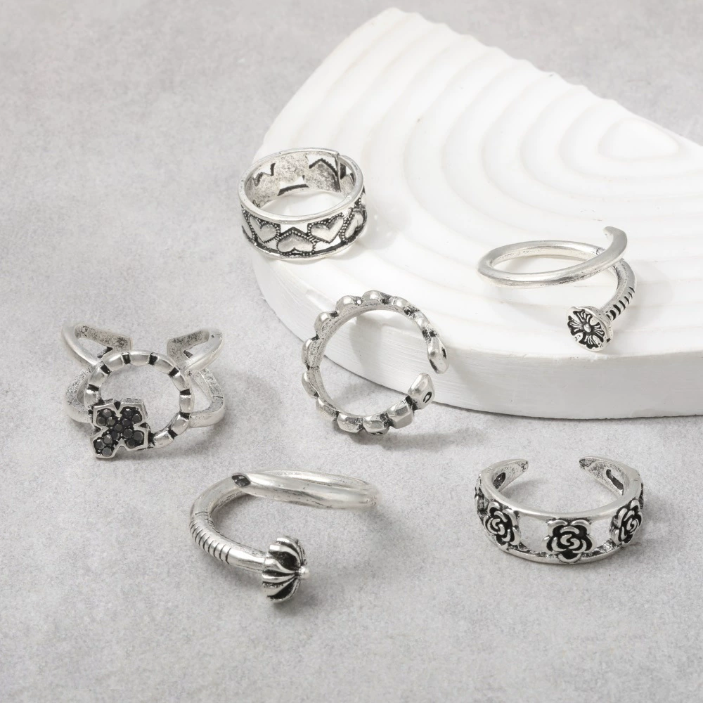 Ретро кольцо, ювелирные изделия, европейский стиль, цветное, 6 штук, прямые продажи фабрики
