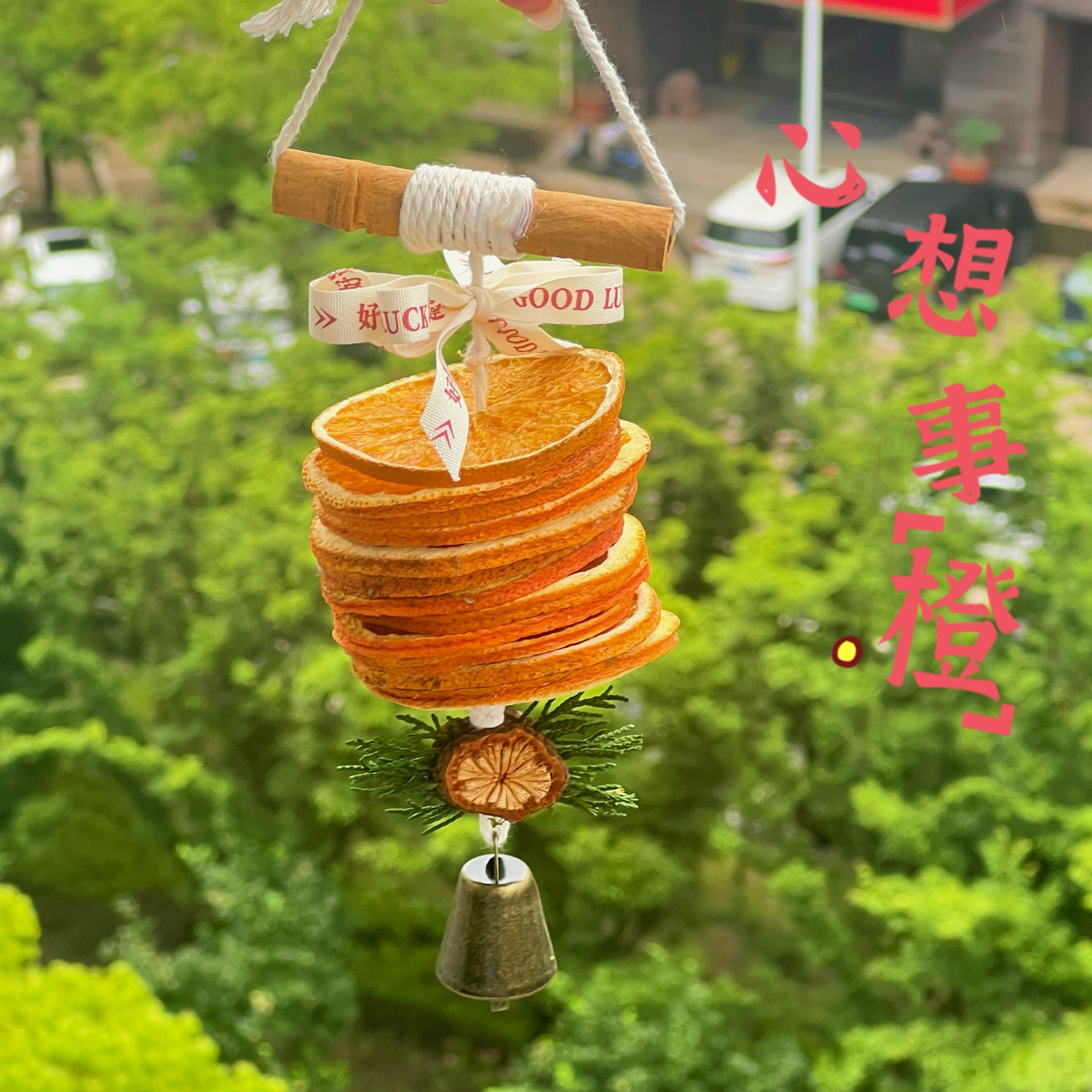 小红书同款天然橙片汽车挂饰精油香薰车载挂件手工风铃饰品配件