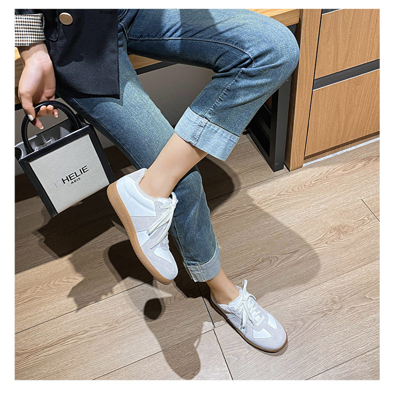 Giày sneaker nữ da thật cổ thấp phong cách tối giản, đế cao su chống trượt — V2 lót nhung, V2 một lớp bên trong chi tiết 18