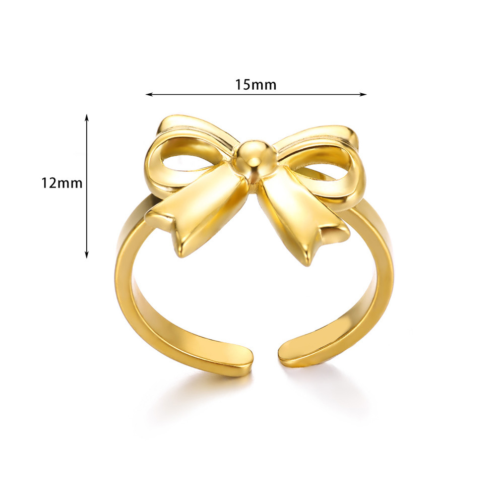 5g Weight 0.03µm-0.05µm Gold Plating Thickness PVD Coated Gold Plating Process 18K Real Gold Plated Plating Material Stone-Free Inlay Material Open Rings Classification 1 Piece Quantity Holiday, Daily Occasion 304 Stainless Steel Material Bow Knot Pattern All Seasons Season Women's Gender Vacation, Simple Style Style Waterproof Non Tarnish Craft PVD Coated Real Gold Plated Bow Knot 304 Stainless Steel Vacation Simple Style Waterproof Non Tarnish Open Rings 11