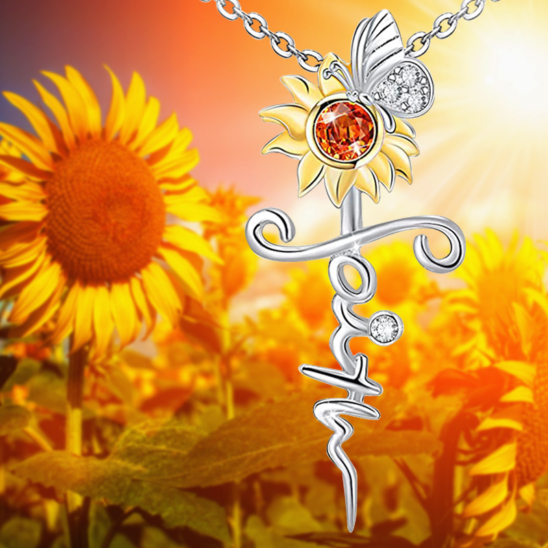 Elegant Simple Style Sunflower Butterfly Alloy Zircon Women's Pendant Necklace display picture 1