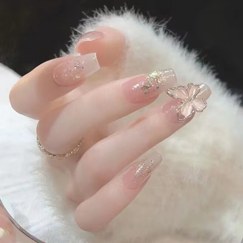 Diamond-Wearing Manicure Patches, Removable Wearable Nail Patches, Finished Nail Patches, Wholesale Fake Nails, Long Style