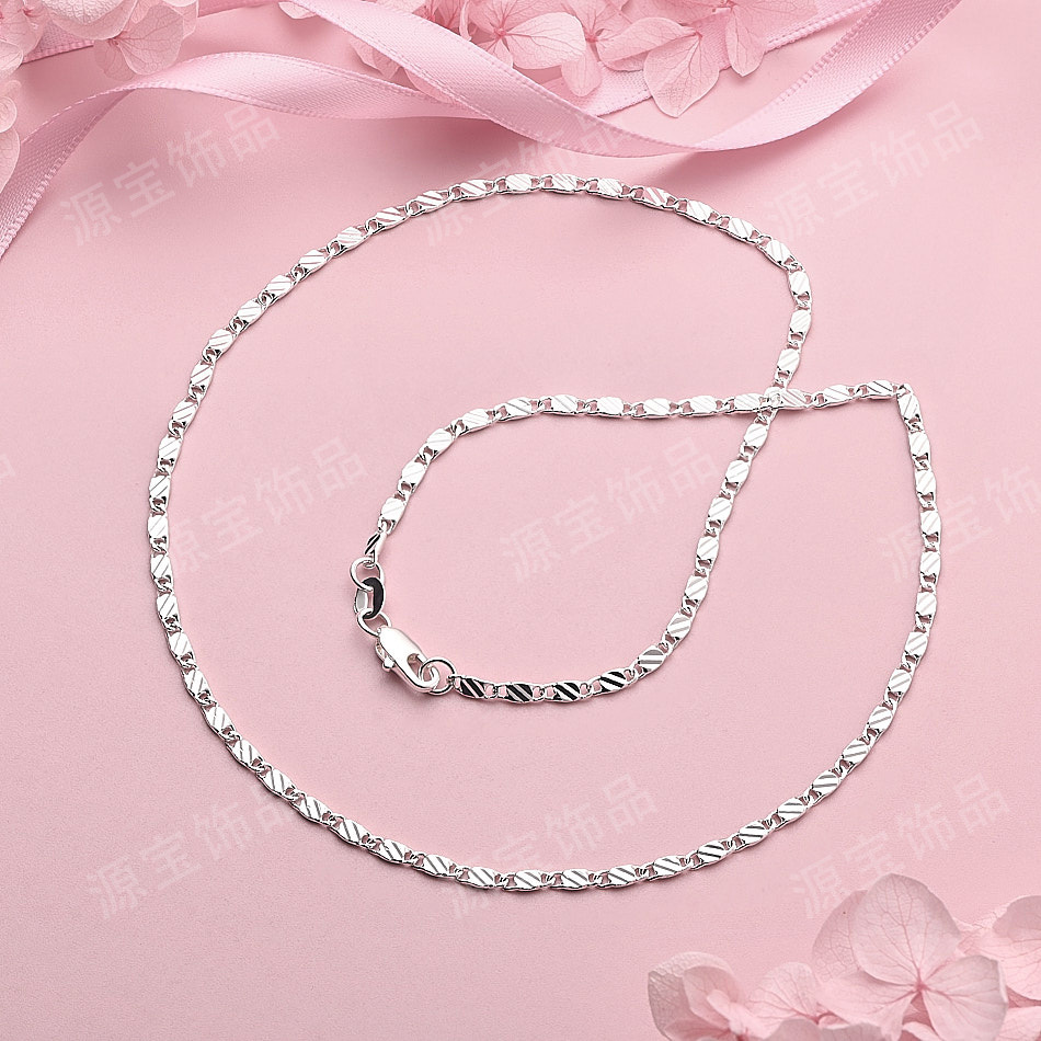 Trendy Popular Jewelry 2mm Faceted Side Chain Unisex Hip-Hop Necklace 40-75cm Gold Silver Wholesale
