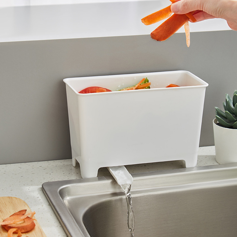 Kitchen Trash Bin Sink Side Kitchen Waste Drain Bucket Food Residue Soup Filter Drain Bin Storage Bucket
