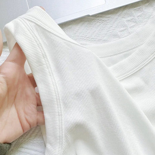 Threaded Lady Tank Top Modal Straps Women Summer Fitted Slimming Camisole Top Underwear Sleeveless Blouse Anti-peek