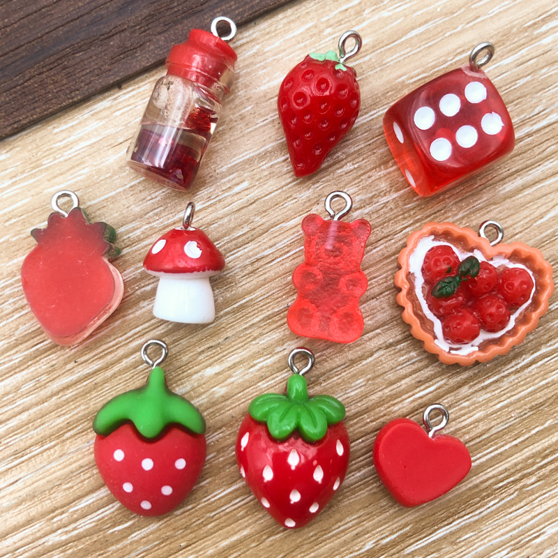 2g Weight Pendant Jewelry Making Type DIY Ornament Accessories Classification 10 Models Per Model 1, 10/Pack Quantity Resin Material Strawberry, Mushroom Pattern All Seasons Season Epoxy Design Cute Style 10 Models Per Model 1, 10/Pack Resin Strawberry Mushroom Pendant 5