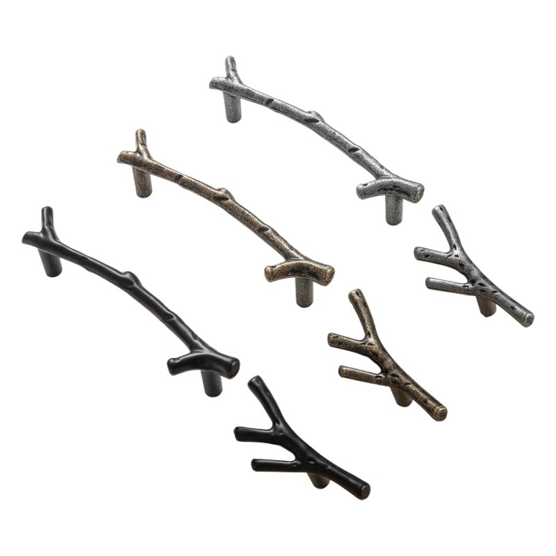 Estilo europeo clásico chino negro mango de rama personalidad moderno minimalista creativo armario armario manija de la puerta retro