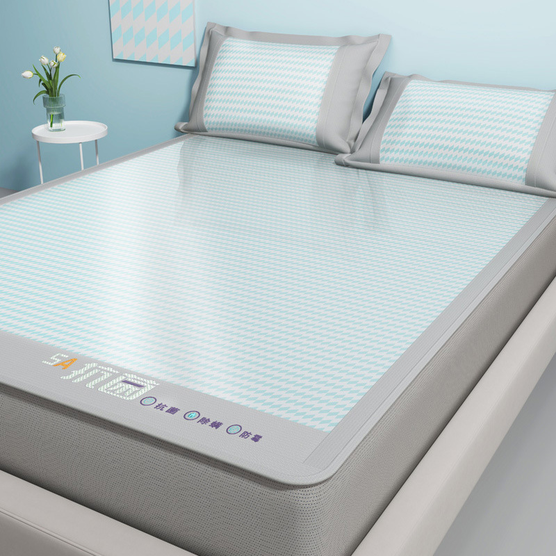 Un juego de sábanas de seda de hielo de clase de tres piezas fresco verano 2025 nueva funda protectora de colchón de verano sábana funda de cama