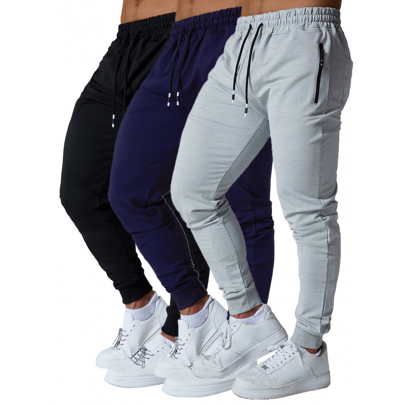 Men's Casual Pants with Zipper Pockets, Tapered Jogger Pants for Men