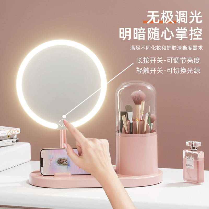 化粧鏡ランプ付き家庭用led鏡学生寮オフィスデスクトップデスクトップ化粧鏡携帯超高精細|undefined