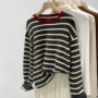 春季条纹大码宽松毛衣