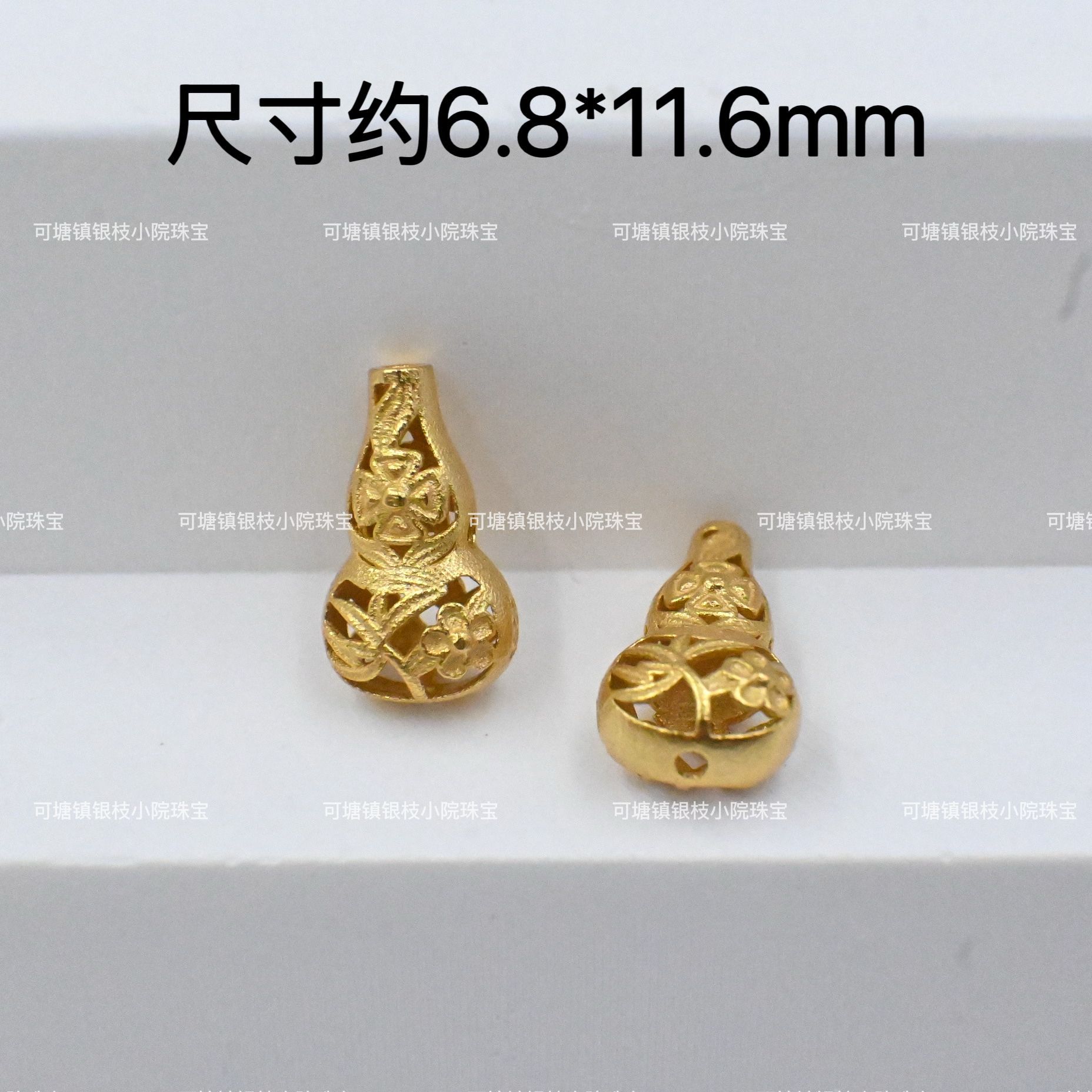 full body s925 silver plating 24K pendant through hole diy beaded beaded bracelet necklace material lucky gourd accessories