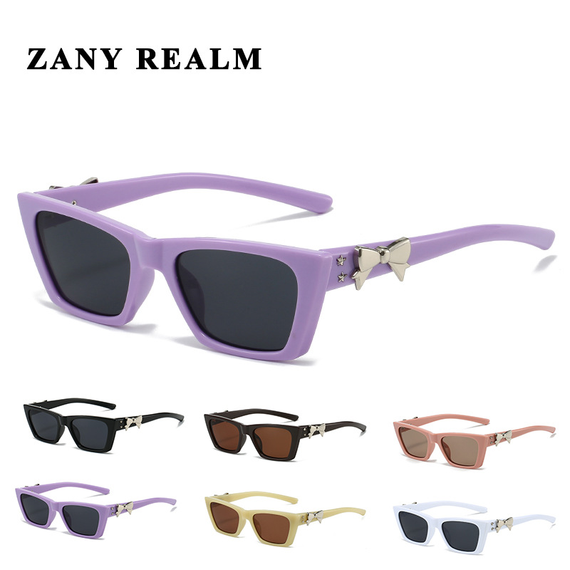 24 nuevas gafas de sol coreanas negras delgadas y de alta gama Y2 con lazo K gafas de sol Douyin Red anti-ultravioleta