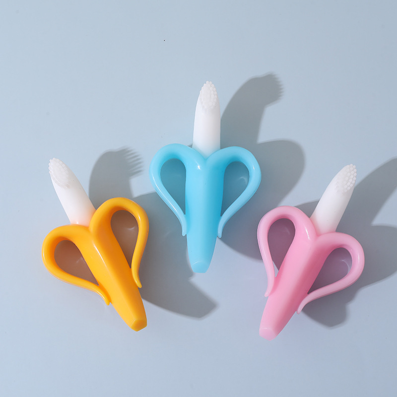Bebé suministros bebé plátano teether stick teether alimentos silicona fruta teether bebé entrenamiento cepillo de dientes
