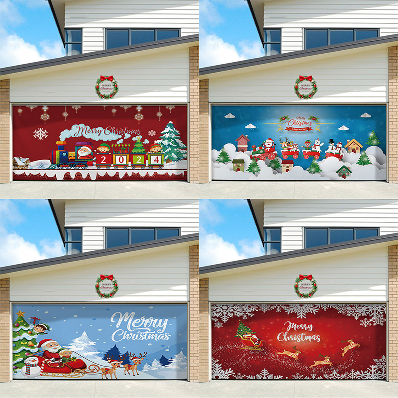 Amazon Cross-border Winter Christmas Garage Door Curtain Background Cloth Holiday Atmosphere Scene Layout Personalized Tapestry