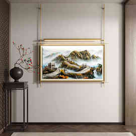 高级客厅装饰画玄关挂画壁挂沙发背景墙中古风走廊过道灯感金属杆