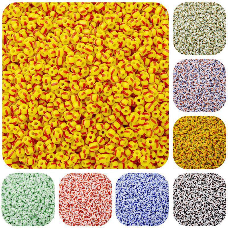 1 Set 3 * 3mm Glass Stripe Beads display picture 1