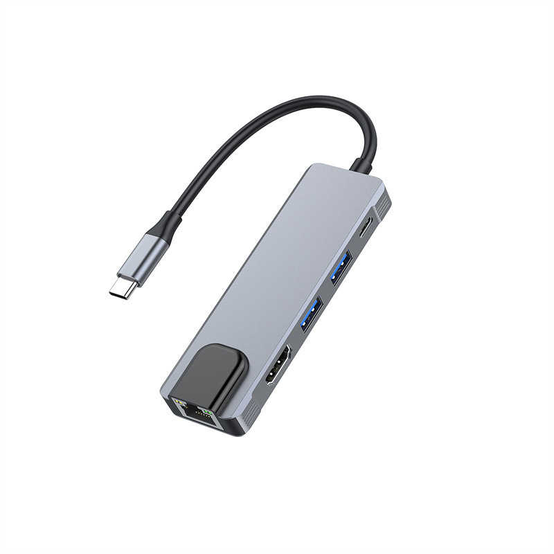 Type C to HDMI Pd Dual USB 3.0 Gigabit Network Port Hub Docking Station 4K Usb-C High-Definition Expander