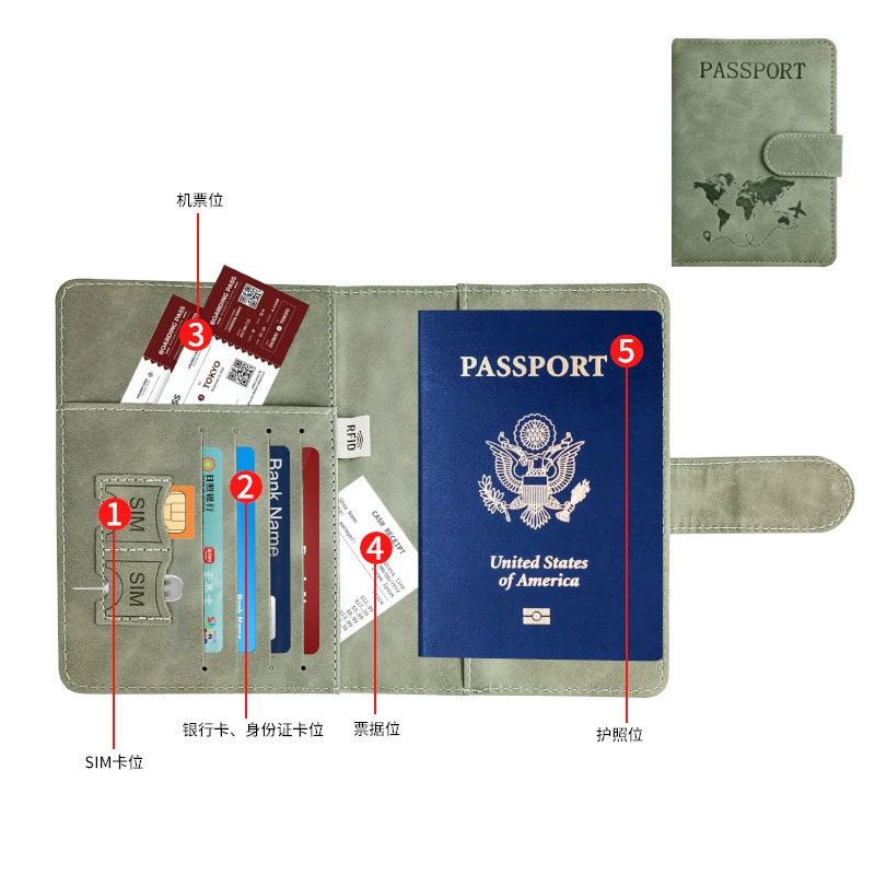 Портмоне для паспорта (из кожзаменителя) с блокировкой RFID, мультикарточный дорожный кошелек, 15×11×1 см