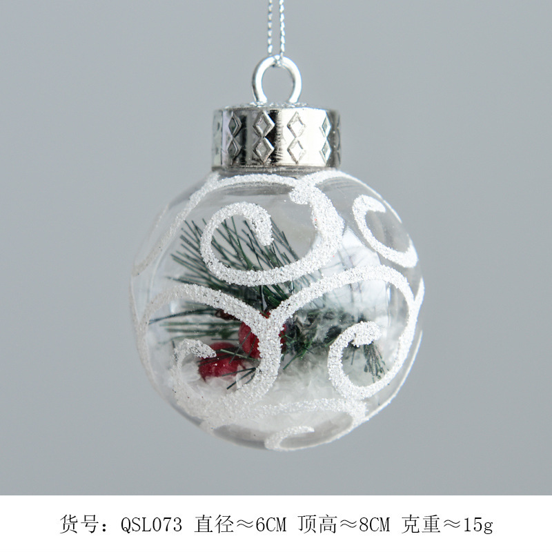 Decoraciones de vacaciones de Navidad 6cm transparente BOLA DE Navidad copo de nieve paisaje colgante bola Hotel Mall diseño de árbol de Navidad