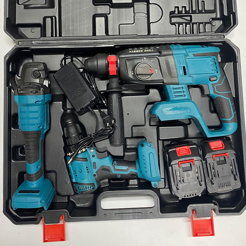 Herramientas eléctricas transfronterizas Juego de cuatro piezas de herramientas de batería de litio de alta potencia Juego de herramientas inalámbricas de taller de construcción de varios piezas