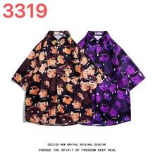 夏季海边度假短袖碎花衬衫男夏威夷潮流帅气上衣情侣沙滩宽松衬衣