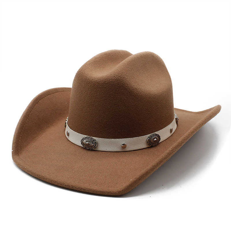 Unisex Retro Cowboy Style Solid Color Wide Eaves Fedora Hat display picture 2