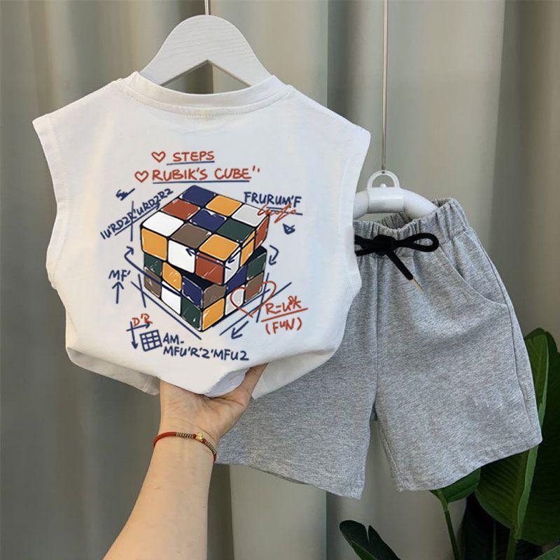 Korean Style Children's Wear Boys Summer suit New Children's Fashionable Cotton Vest Baby Loose Casual Shorts