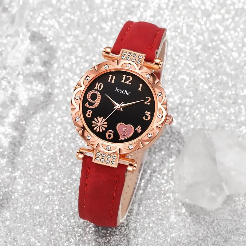 Cross-Border Popular Diamond-Encrusted Women's Watch, Fashionable and Versatile Women's Belt Watch, Ins Style Simple Casual Quartz Watch