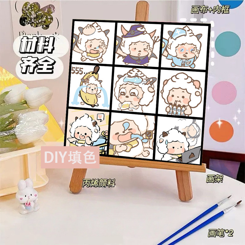 宮崎駿デジタル油絵DIY手描きぬりえ夏目友人帳ポニョ二次元アクリル画インスタ風|undefined