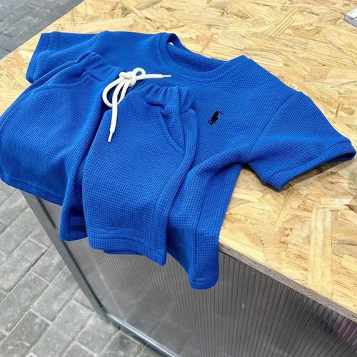 Korean children's clothing summer boys and girls sports suits children's solid color T-shirt shorts two-piece set trendy 38089