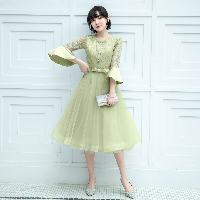 Vestidos de noche que se pueden usar diariamente, nuevo estilo 2026, elegante vestido midi de encaje para figuras pequeñas, efecto adelgazante, disponible para dropshipping. image 11